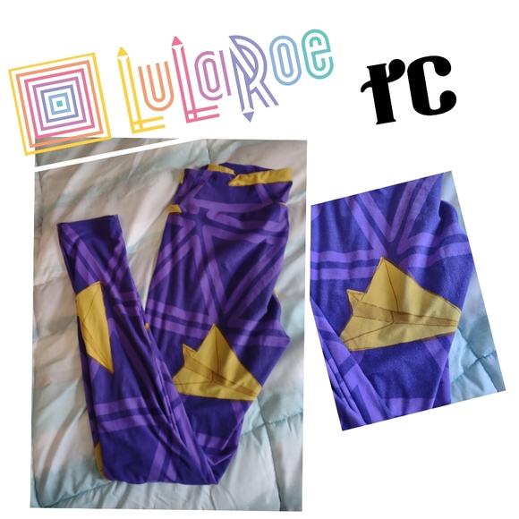 Lularoe tall and curvy paper airplane legging - Picture 1 of 4